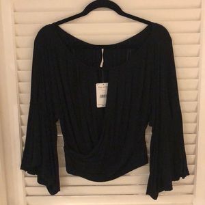 Free People black long sleeve crop